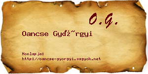 Oancse Györgyi névjegykártya